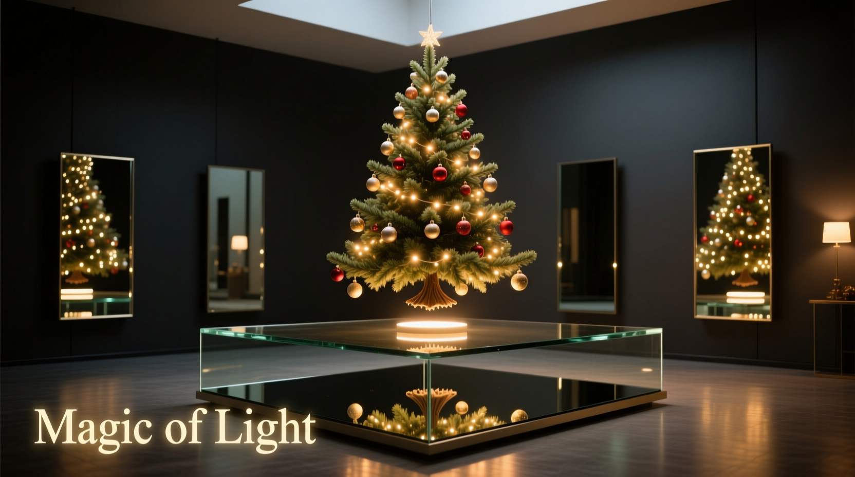 how to build a floating christmas tree illusion using mirrors and lighting