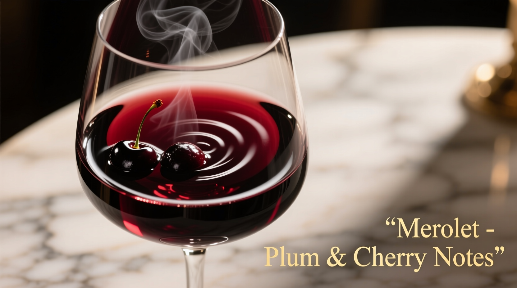 Glass of deep red merlot wine with plum and cherry notes