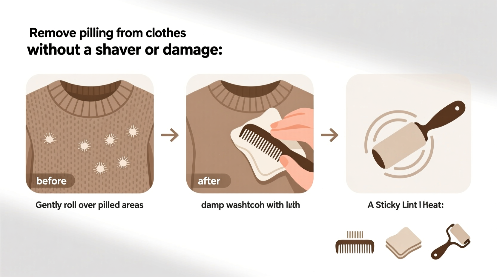how to remove pilling from clothes without a shaver or damage