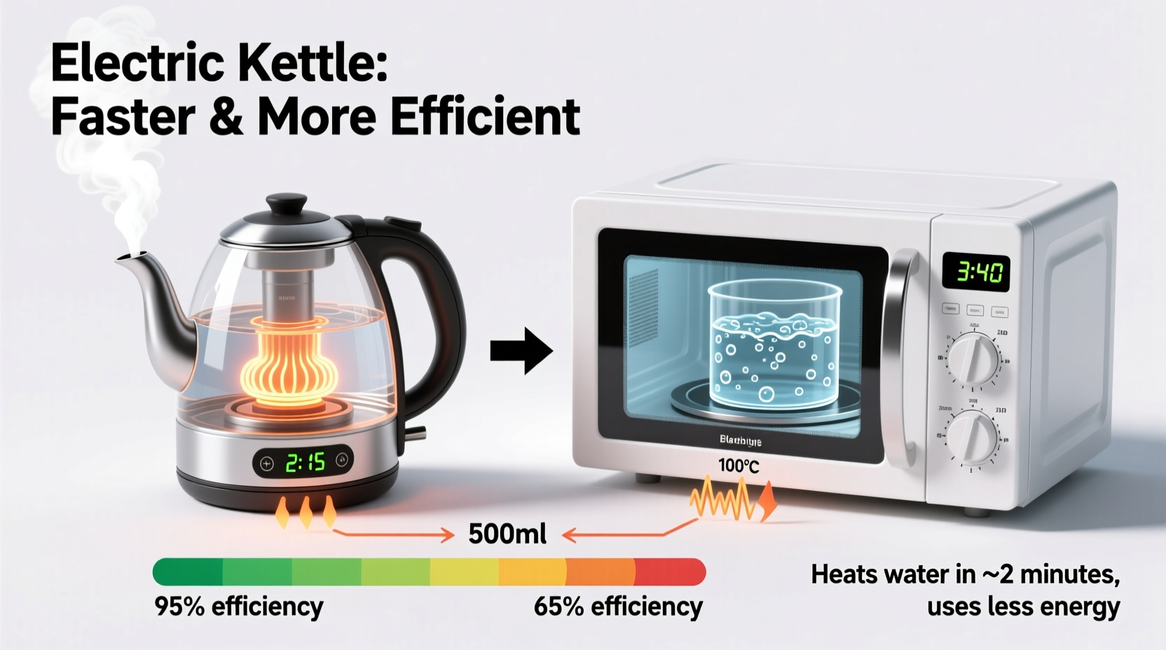 electric kettle vs microwave which heats water faster and more efficiently