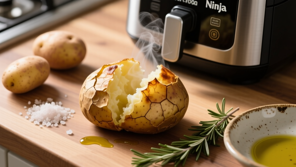 Crispy Jacket Potatoes in Ninja Foodi: Fluffy Inside