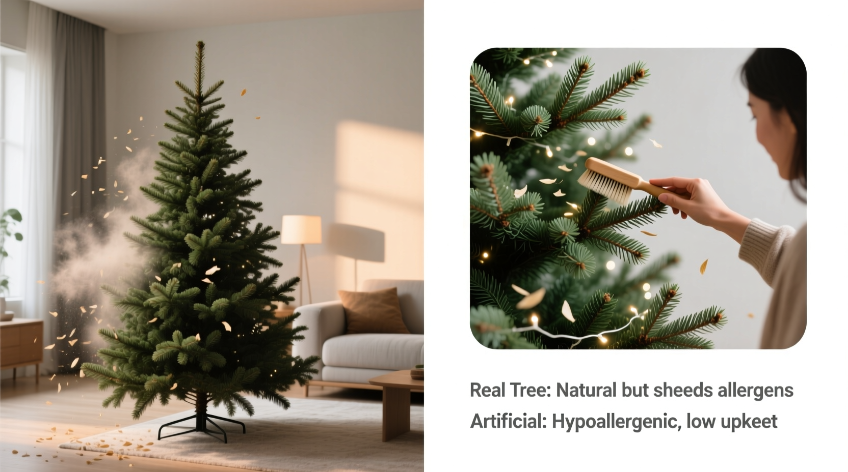 how to choose between artificial and real christmas trees based on allergies and upkeep