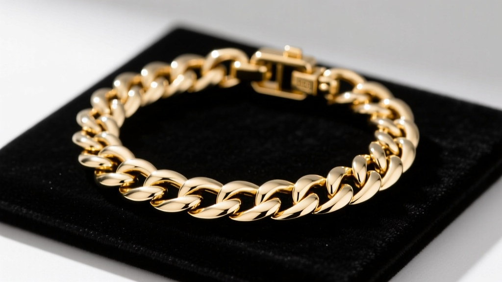 Close-up of a heavy 14k white gold Miami Cuban link chain with a secure box clasp and safety latch on a black velvet display pad