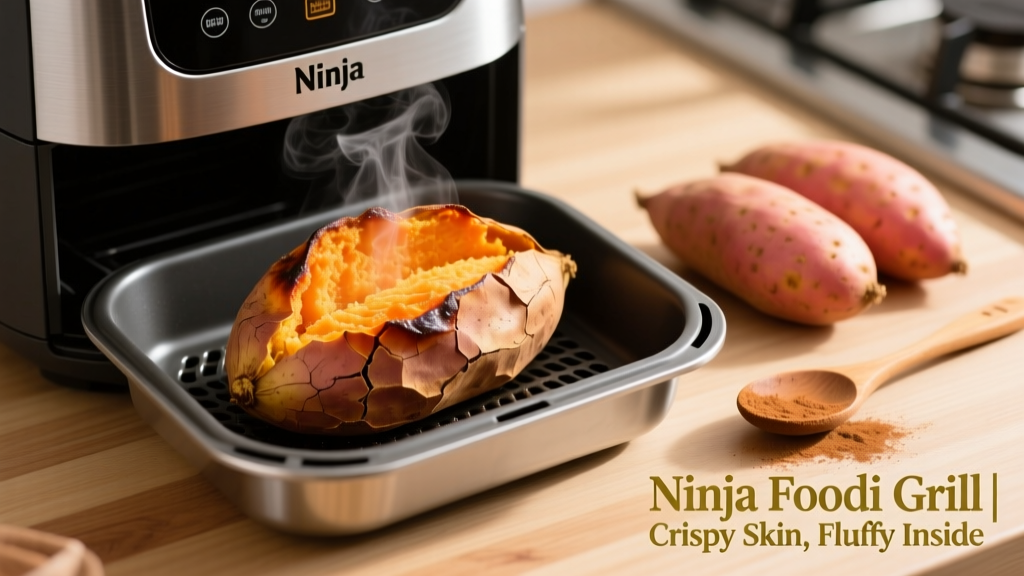Crispy-Skin Sweet Potatoes in Ninja Foodi Grill