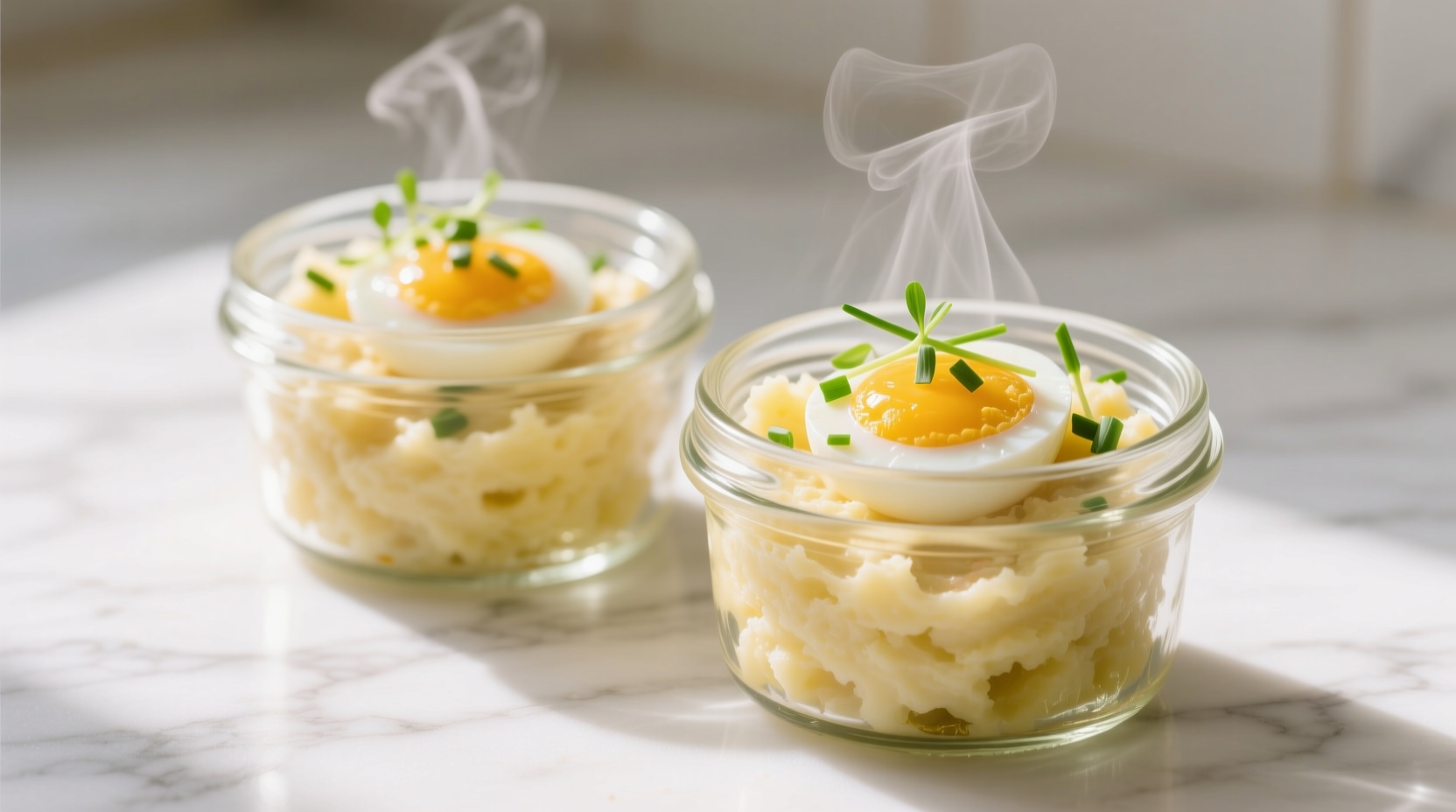 for a hands off brunch make these sous vide egg and mashed potato breakfast jars