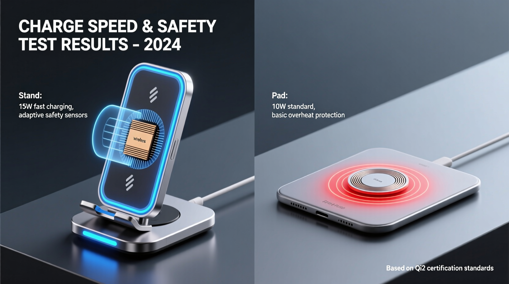 wireless charger stand vs flat pad which charges faster and safer