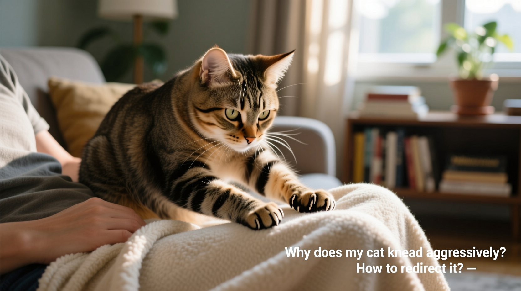 why does my cat knead aggressively on my lap and how to redirect it