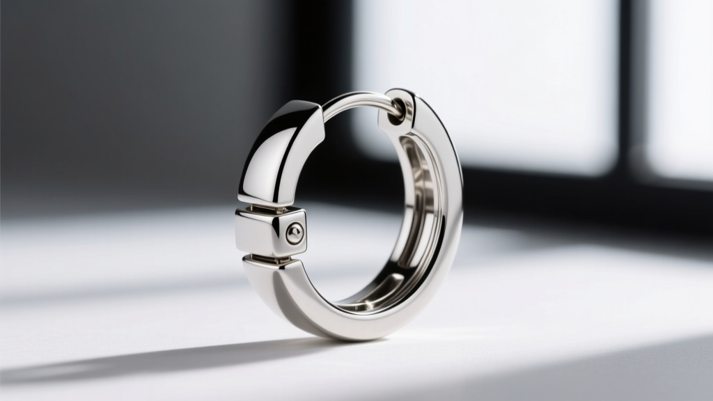 Close-up of a hidden platinum hinge on an articulated custom earring, demonstrating smooth movement and secure jump ring soldering