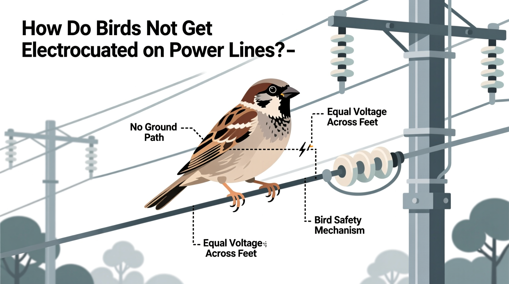 how do birds not get electrocuted