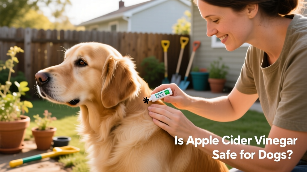 Dog owner applying a vet-approved topical flea treatment to their dog's shoulder