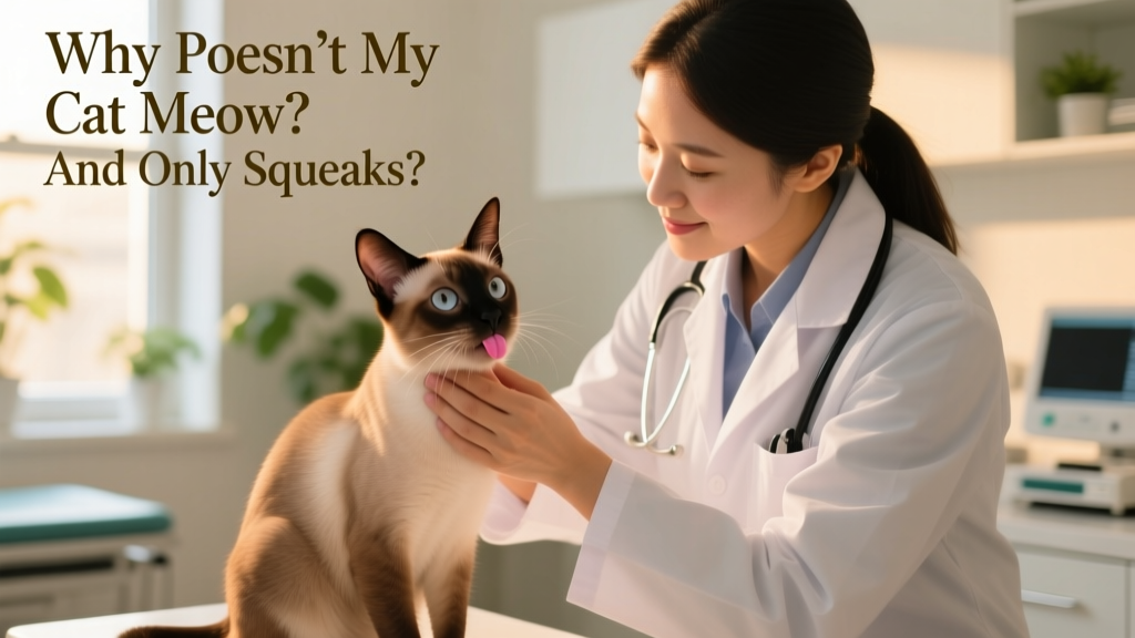 Veterinarian gently examining a calm cat’s throat during a routine wellness check