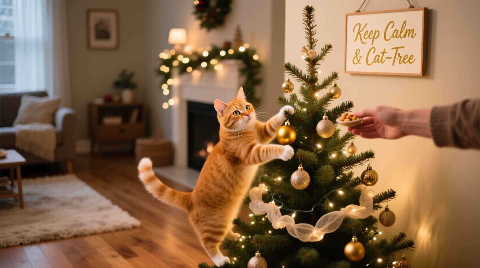 why does my cat climb the christmas tree and how to deter it humanely