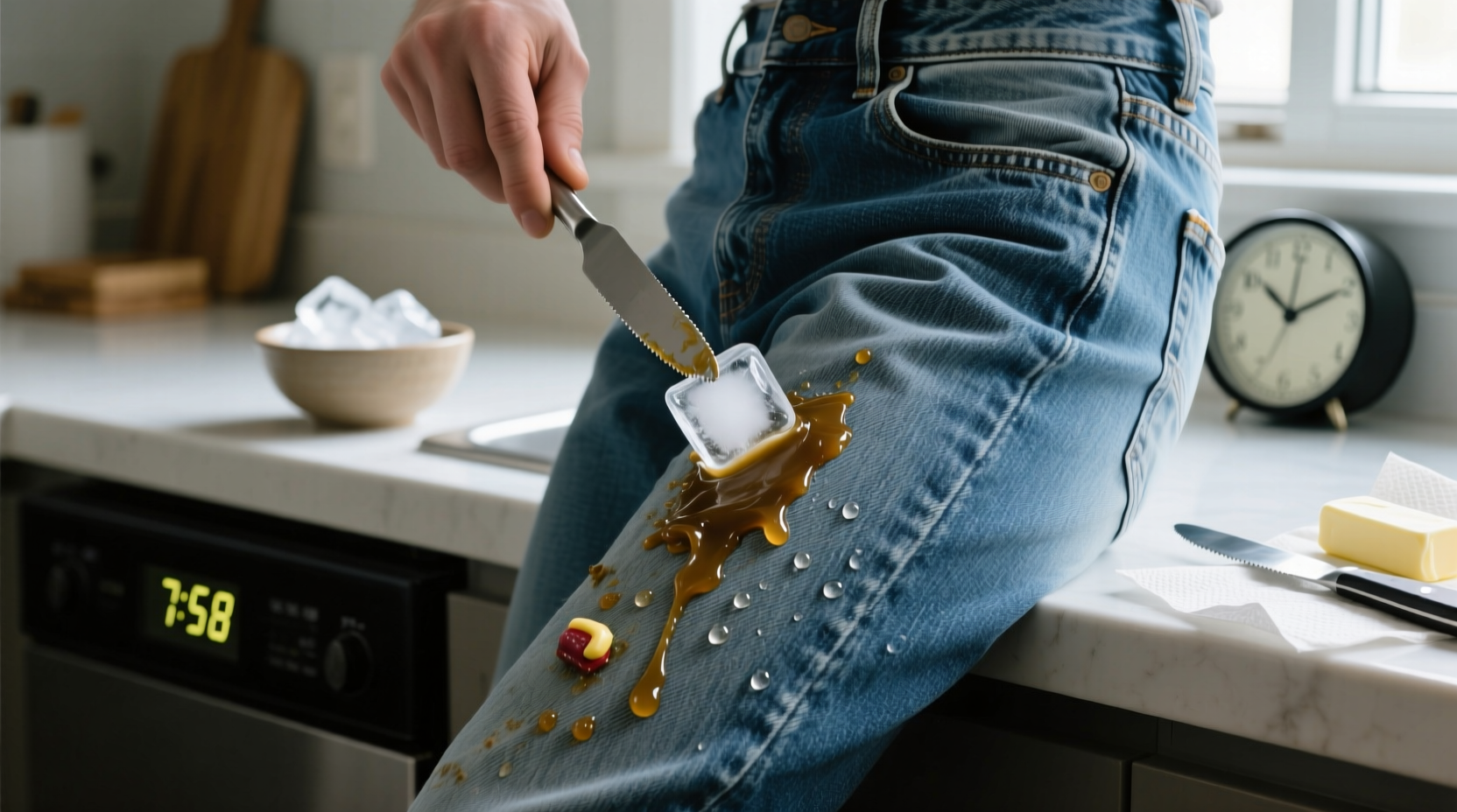 how to remove gum from denim shorts safely