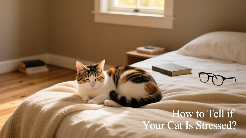Calm cat curled up on a cozy bed with a soft blanket and quiet surroundings