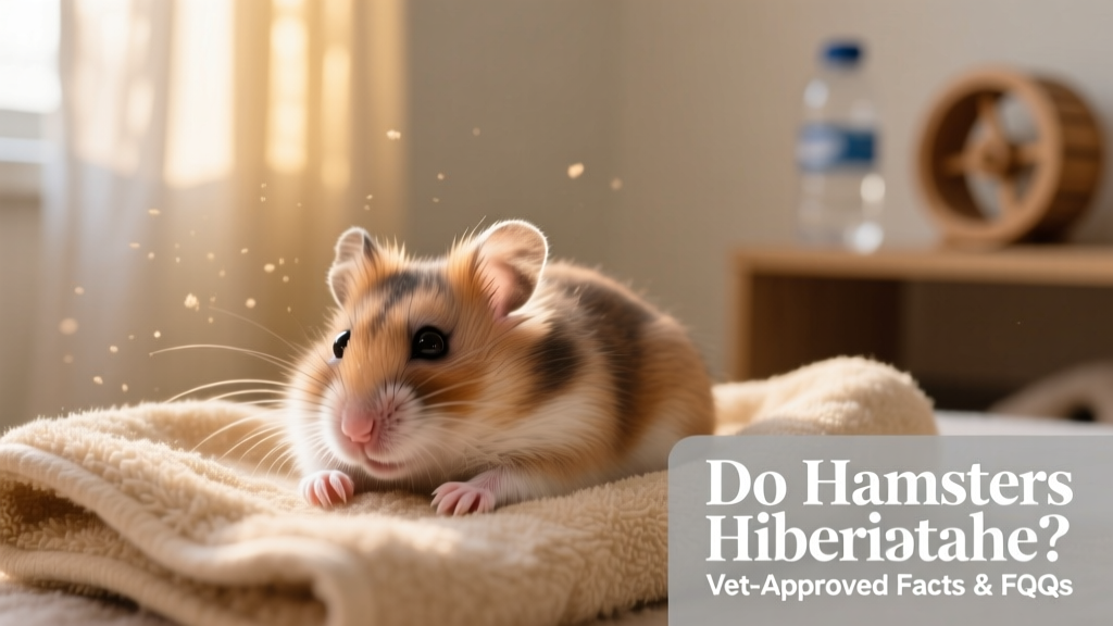 Close-up of a hamster slowly waking up—eyes opening, limbs beginning to move—on a warm towel in a quiet, softly lit space