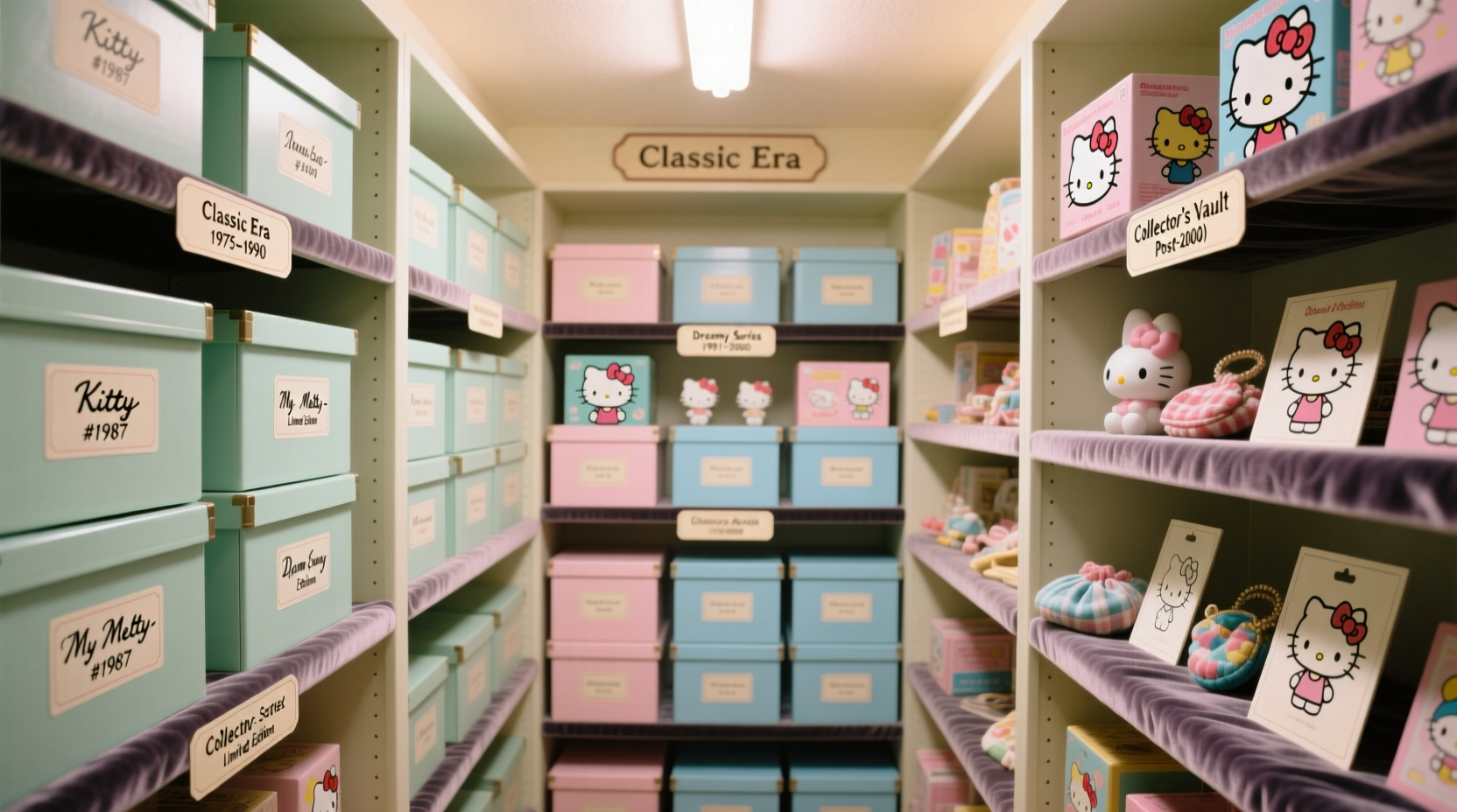 closet organization tips for vintage sanrio tags