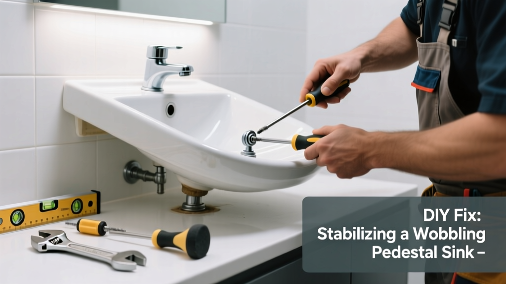 Fixing a Wobbling Pedestal Sink in the Bathroom