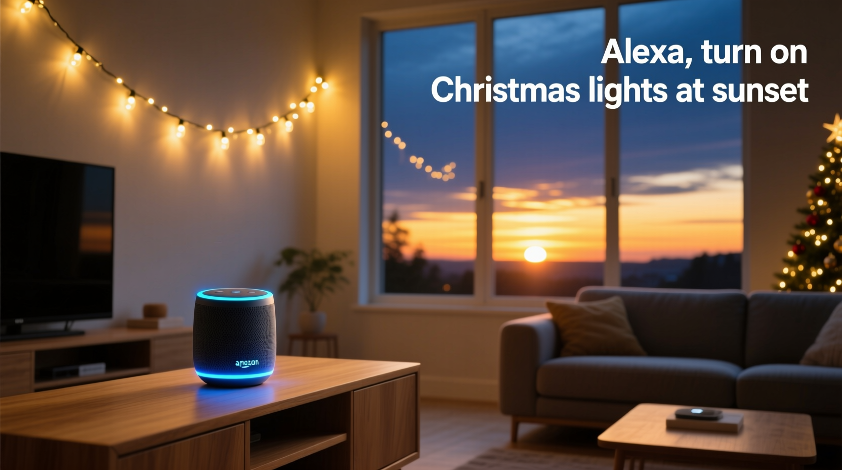 how to use alexa to turn on your christmas lights at sunset automatically