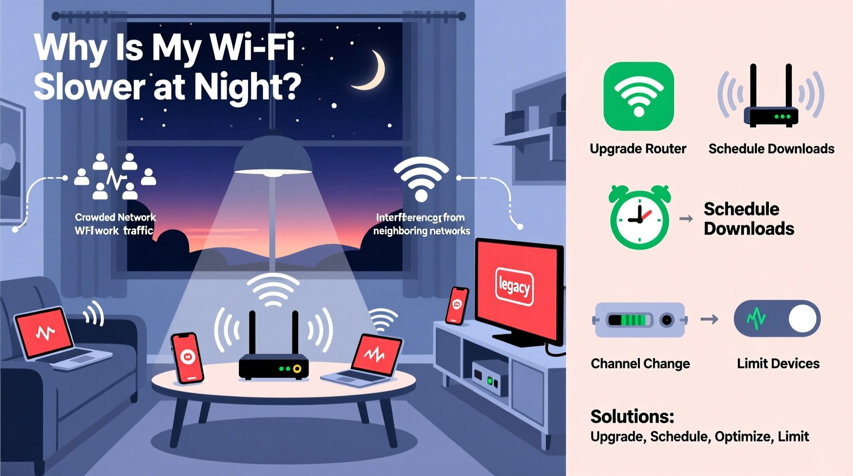 why is my wifi slower at night possible culprits and solutions