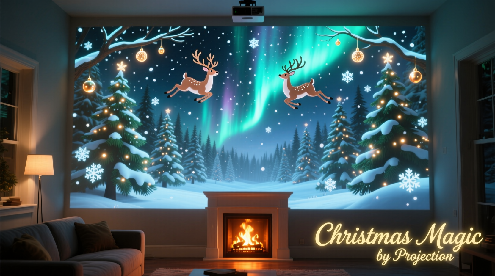 how to use projector mapping to turn any wall into a moving christmas scene