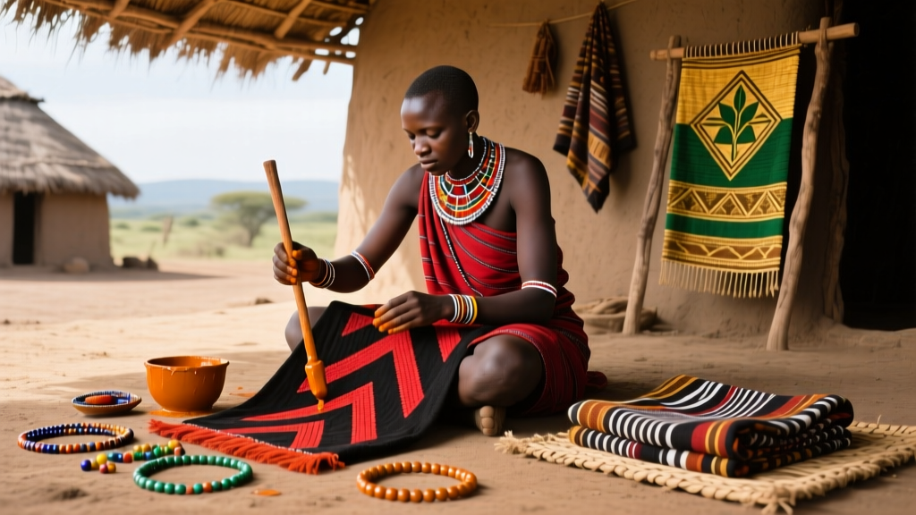 Maasai Shuka Dyeing With Ochre And Geometric Pattern Rules