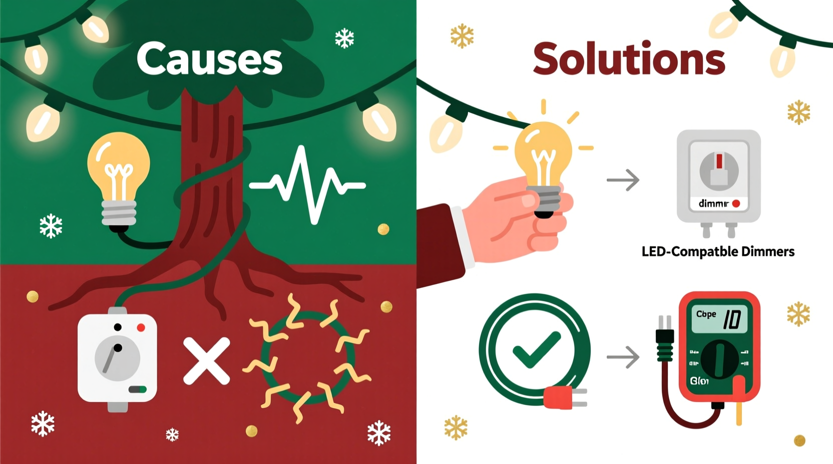 why do my led christmas lights flicker causes and how to stop it