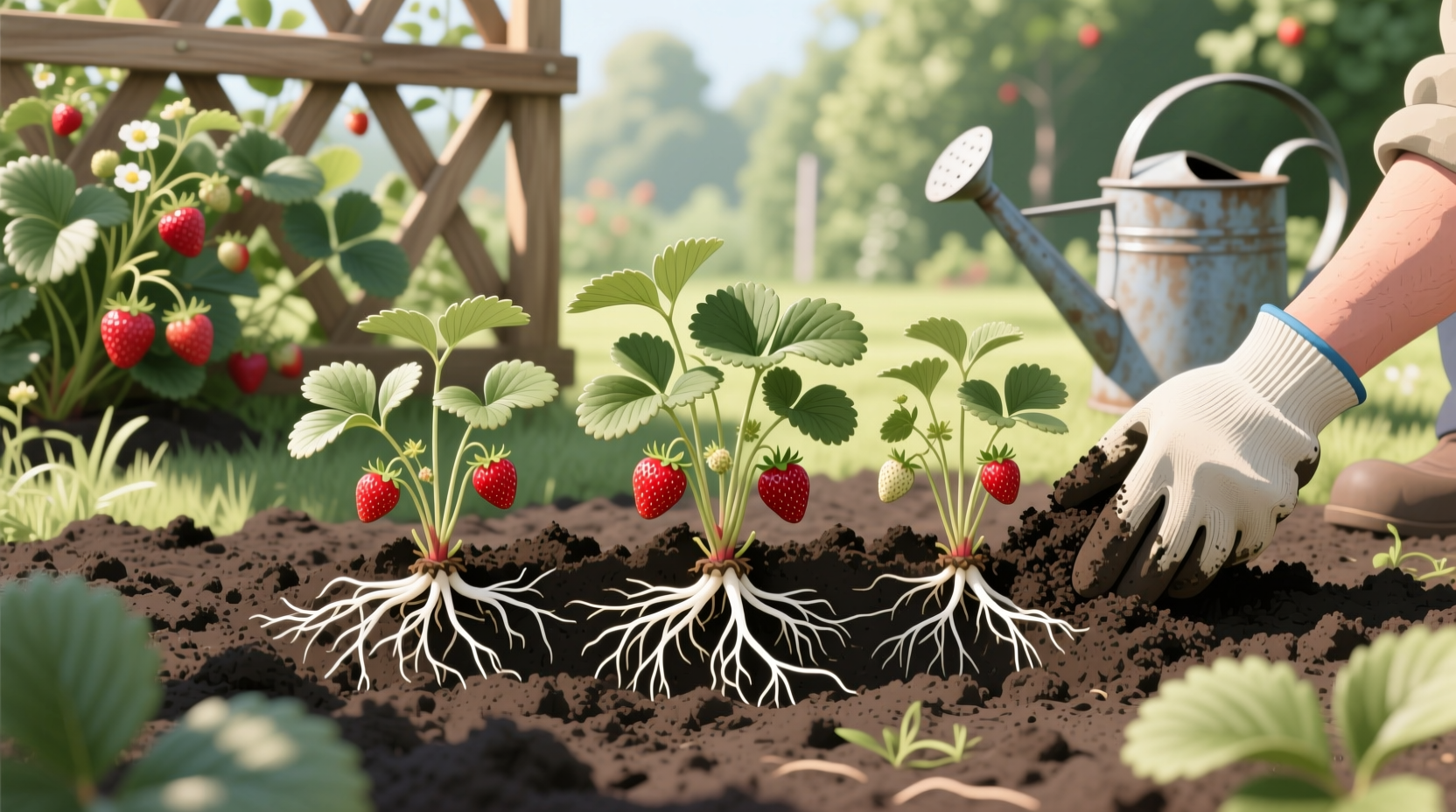 how to plant strawberry bare roots