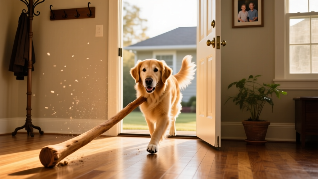 Watch This Dog Enter Her House With a Big Stick. It Did Not Go Well