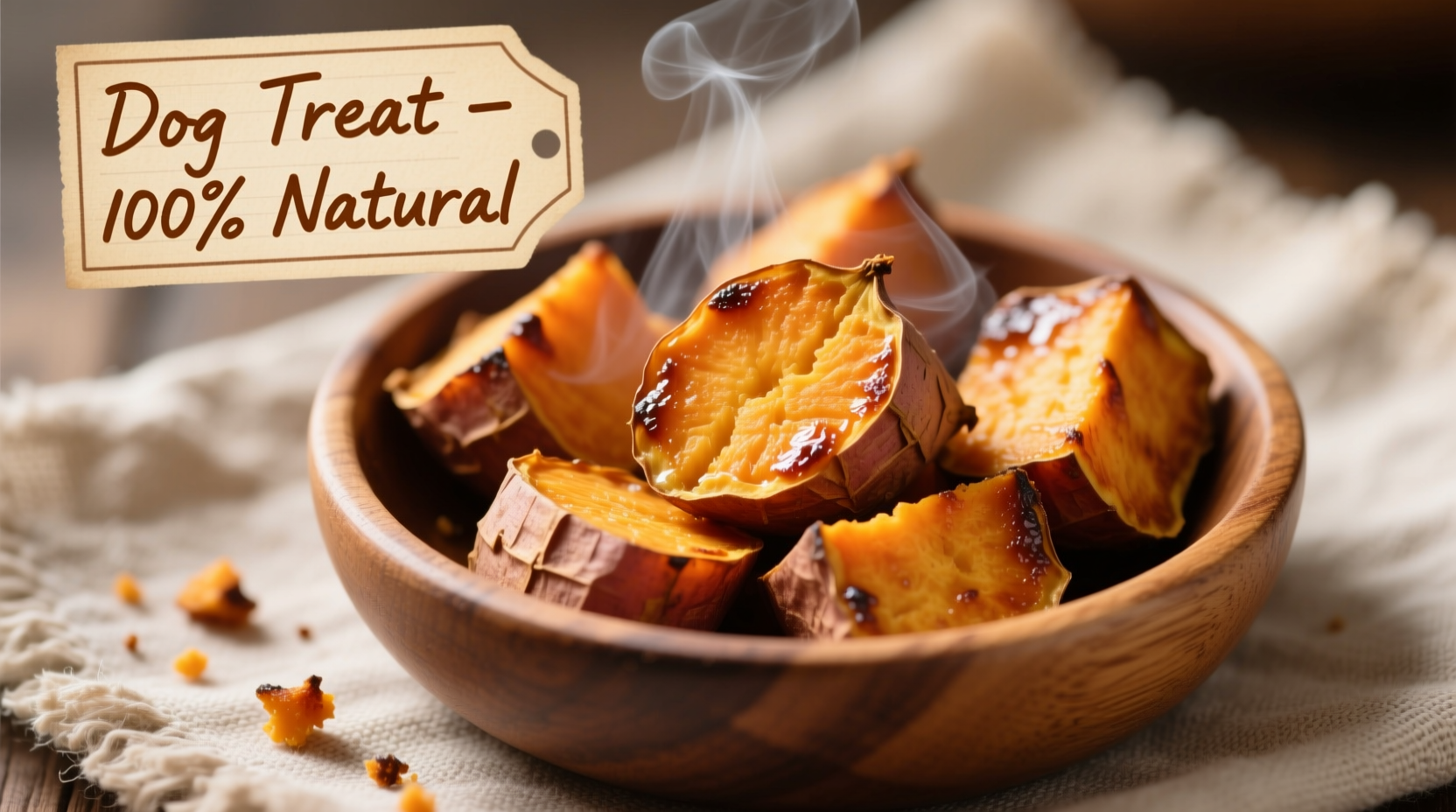 Cooked sweet potato pieces for dog treat