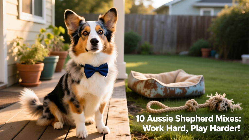 Australian shepherd corgi mix wearing bowtie