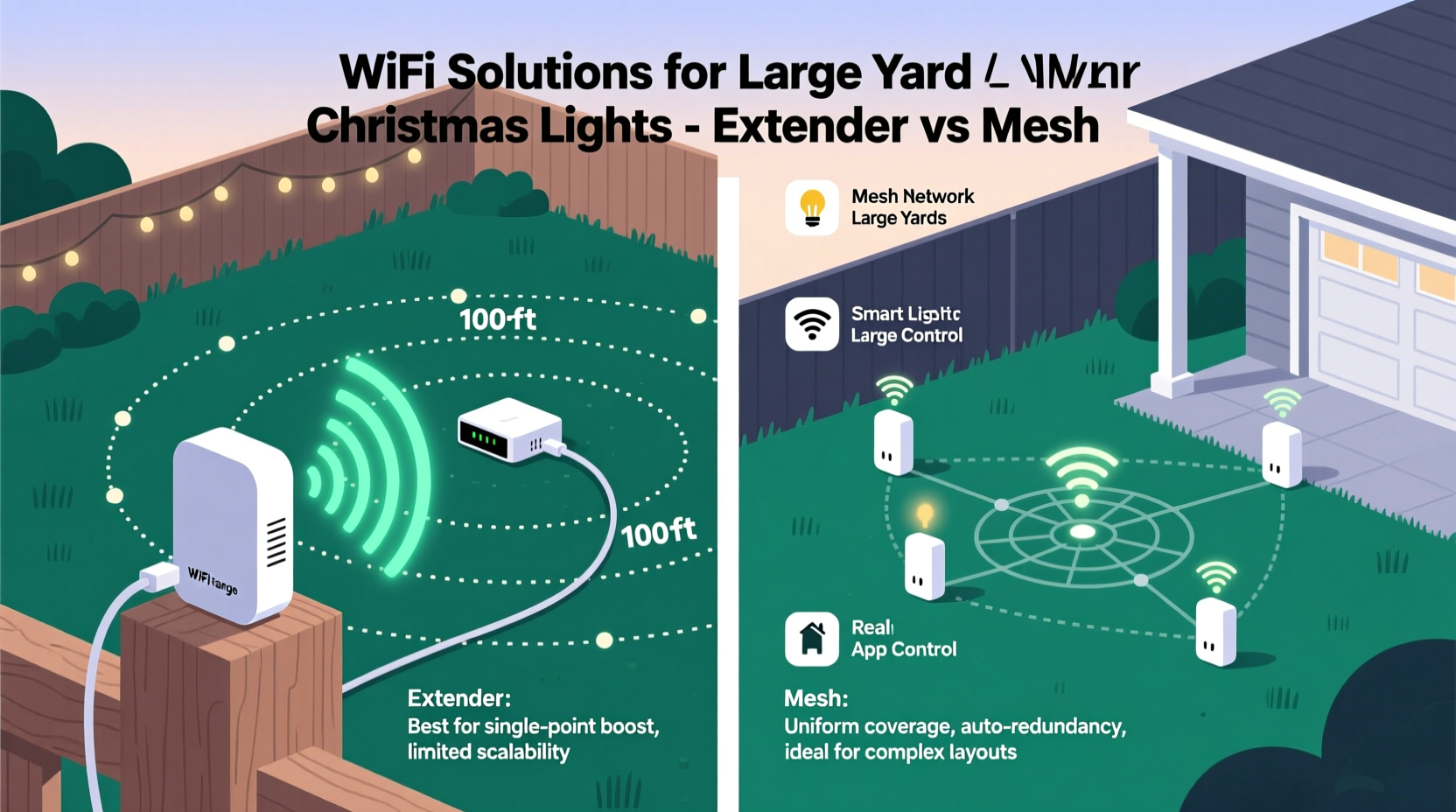 christmas light controller wifi range extender tips for large yards vs mesh network alternatives