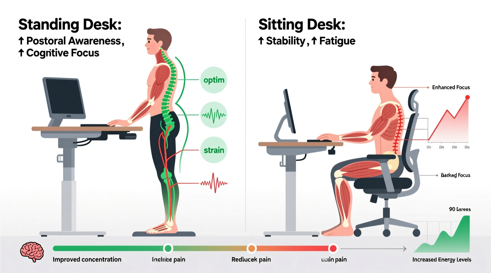 standing desk vs sitting desk which improves focus and posture over time