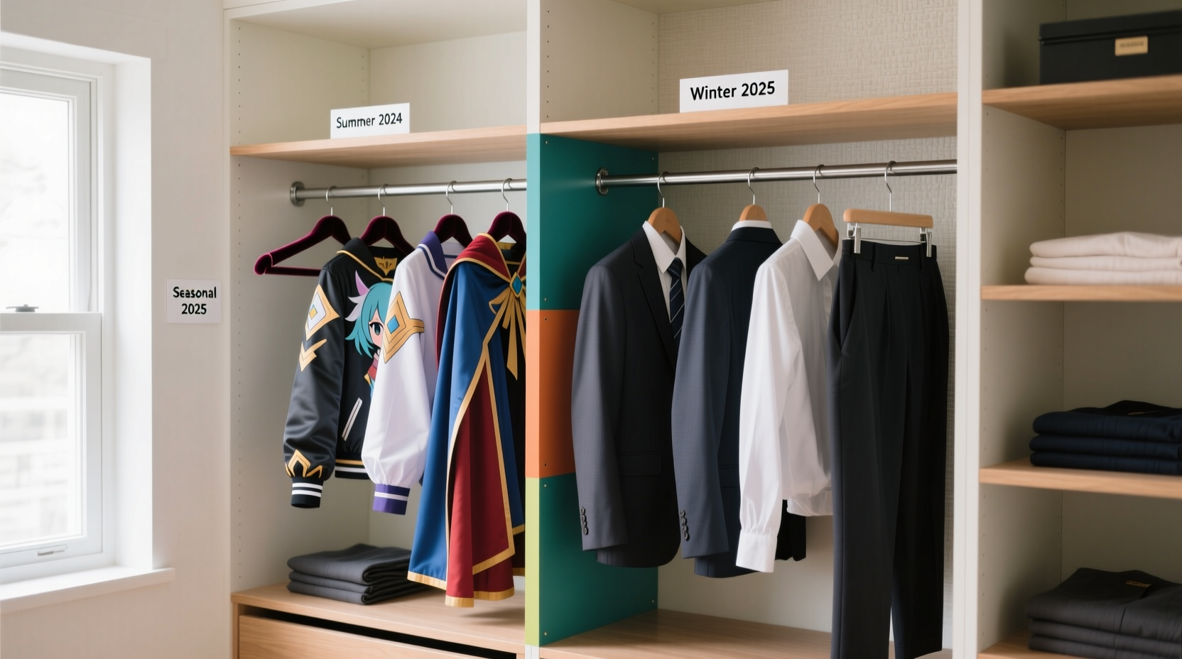 tiny closet organization for cosplay workwear
