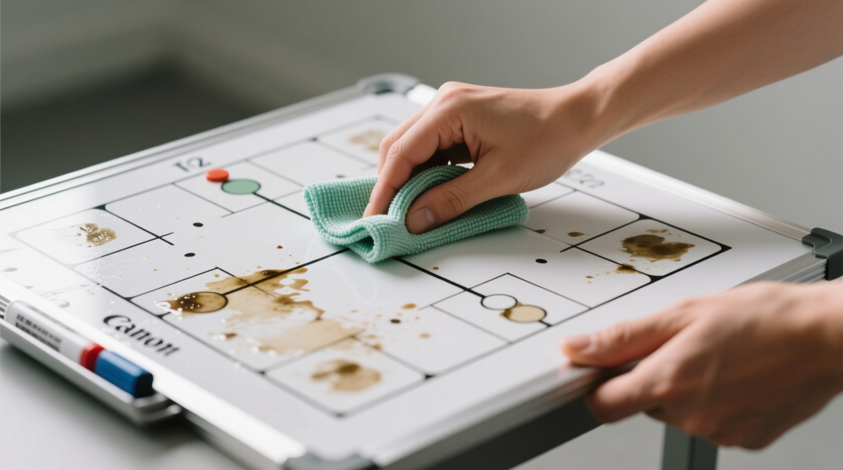 how to remove marker stains from whiteboard game boards