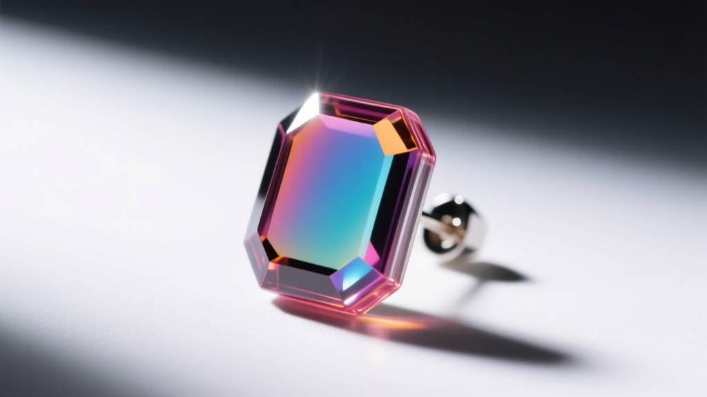 Macro photo of a molded plastic cameo earring revealing smooth edges and lack of carving tool marks under bright harsh LED lighting