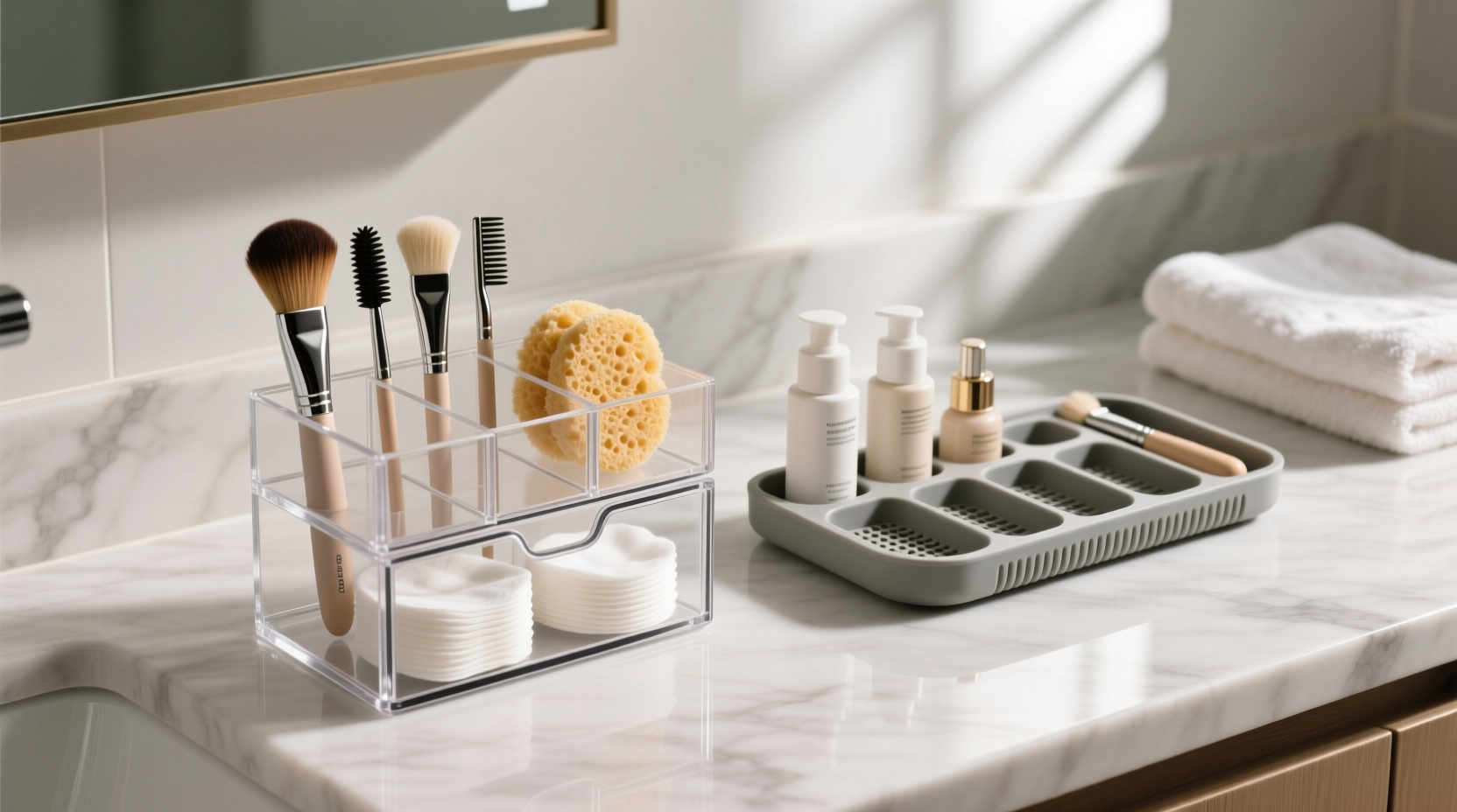 closet organization tips skincare tools upright sanitized