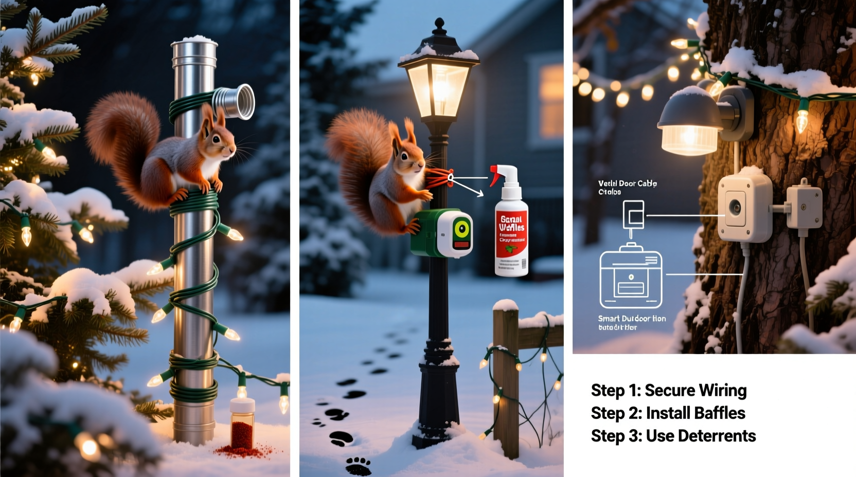 how to protect christmas lights from squirrels and other critters