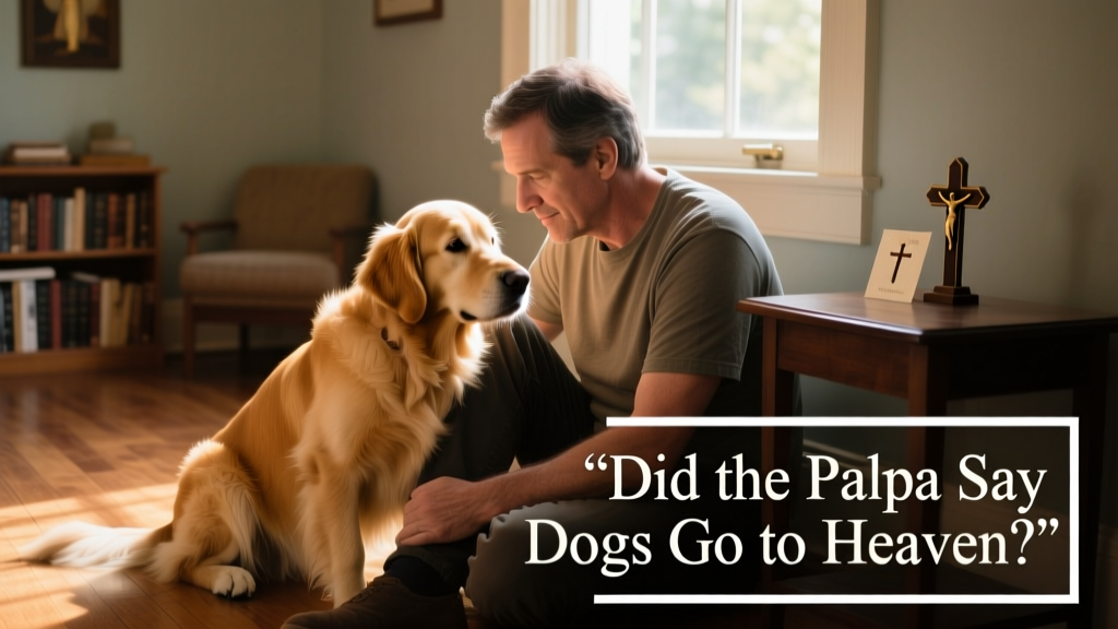 golden retriever dog leaning to owner's leg