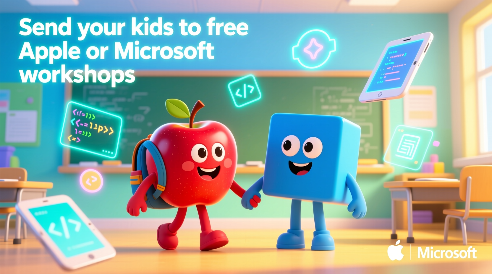 send your kids to free apple or microsoft workshops thi