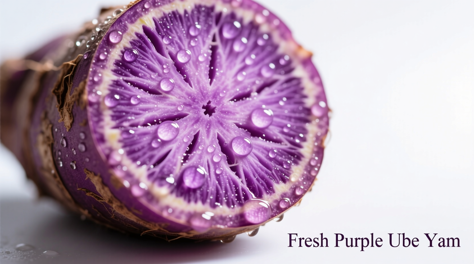 Fresh purple ube yam showing vibrant violet interior