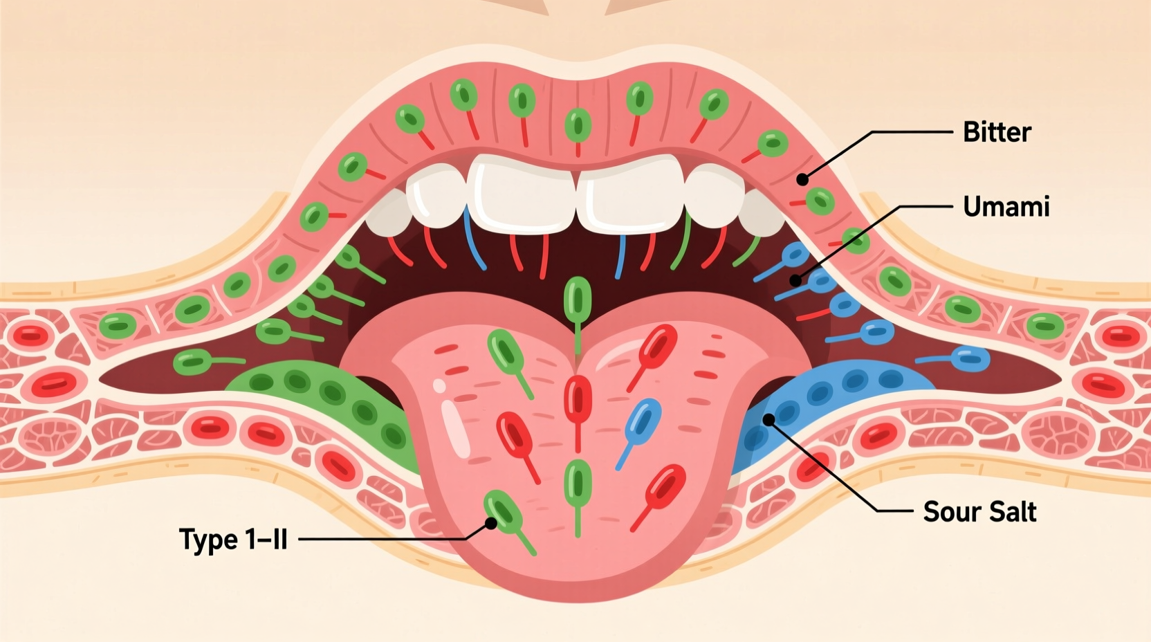 Scientific diagram of human taste receptors