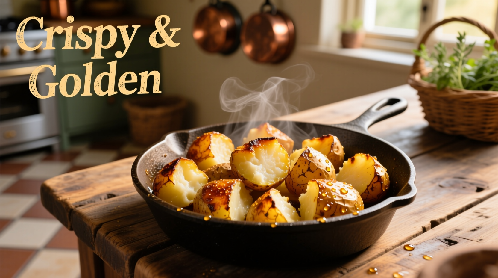Golden roast potatoes with crispy edges