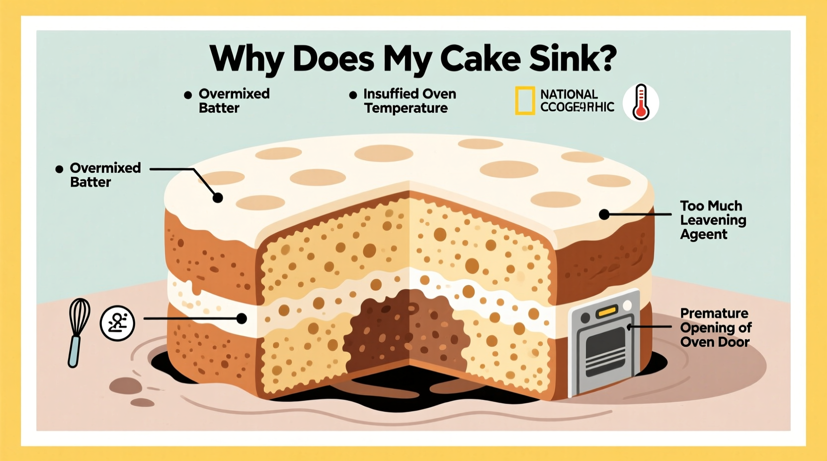 why does my cake sink in the middle baking science explained