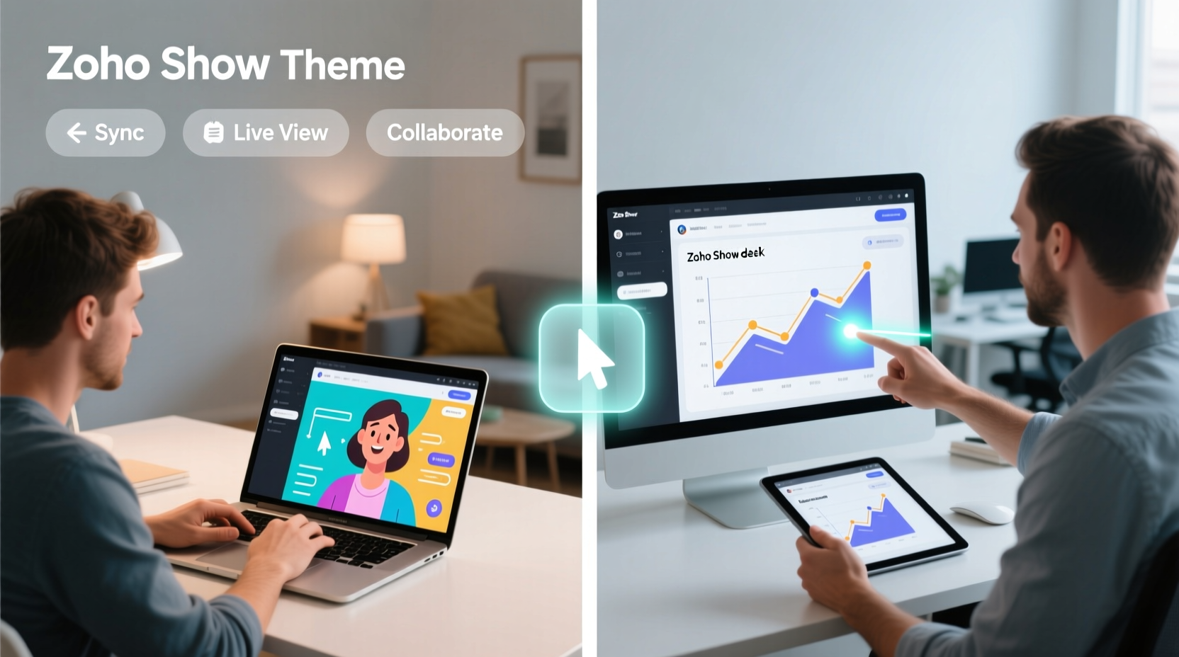 give synced presentations online with zoho show