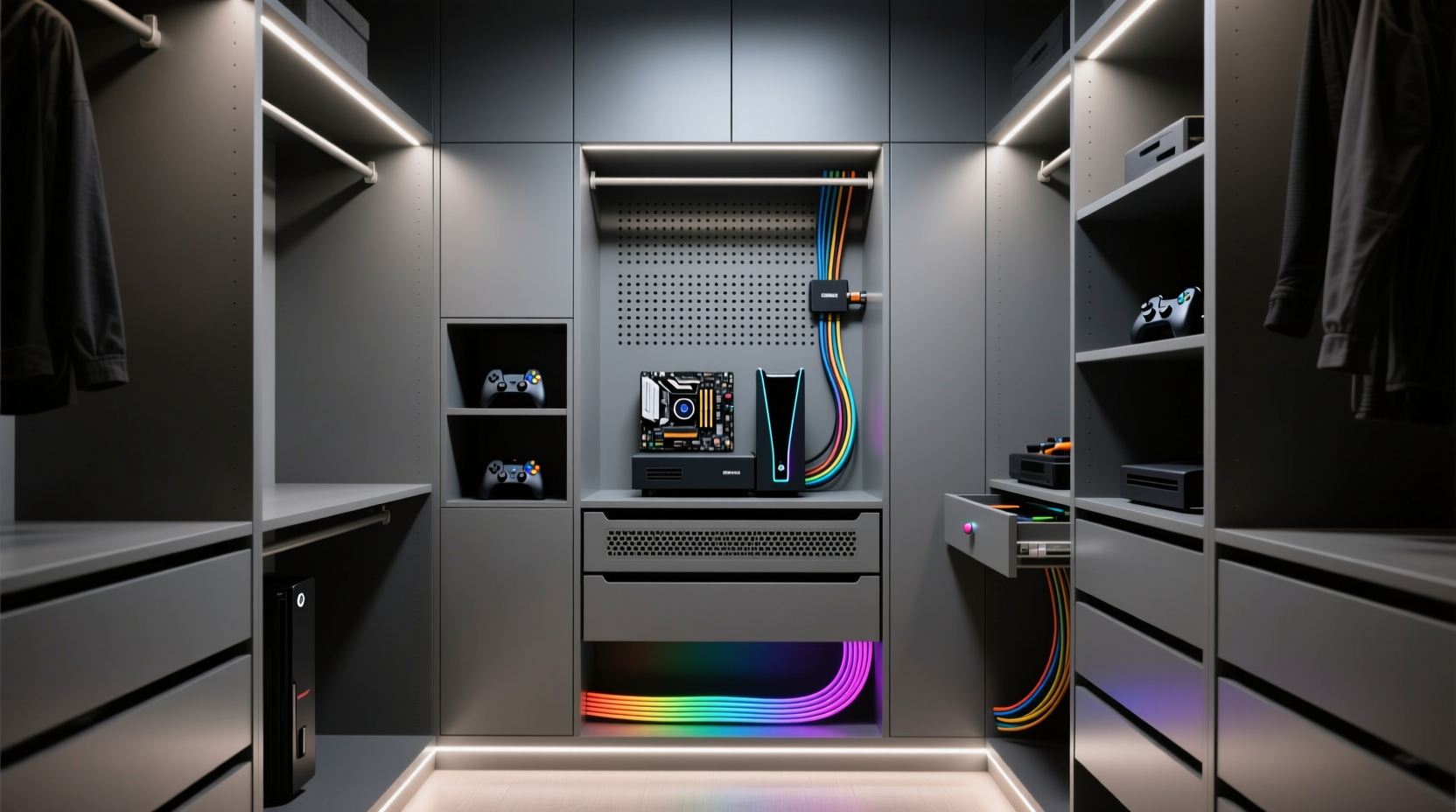 closet organization tips hide gaming gear stylishly