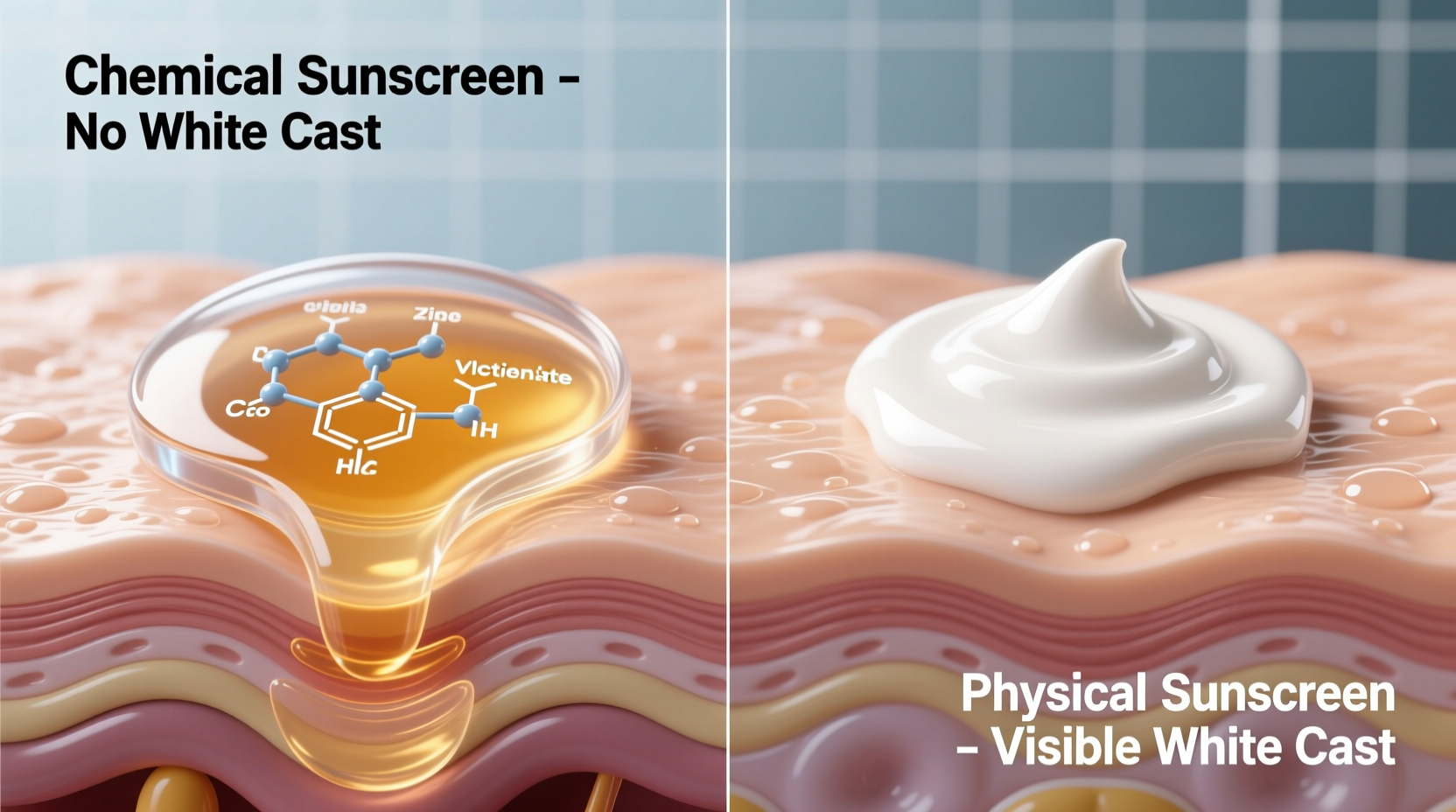chemical vs physical sunscreen which one does not leave a white cast