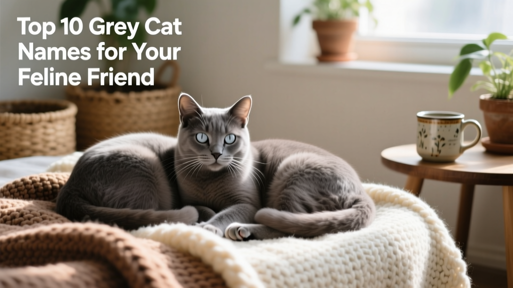 Two gray cats curled up together on a cozy knit blanket, one with bright gray eyes gazing softly at the camera