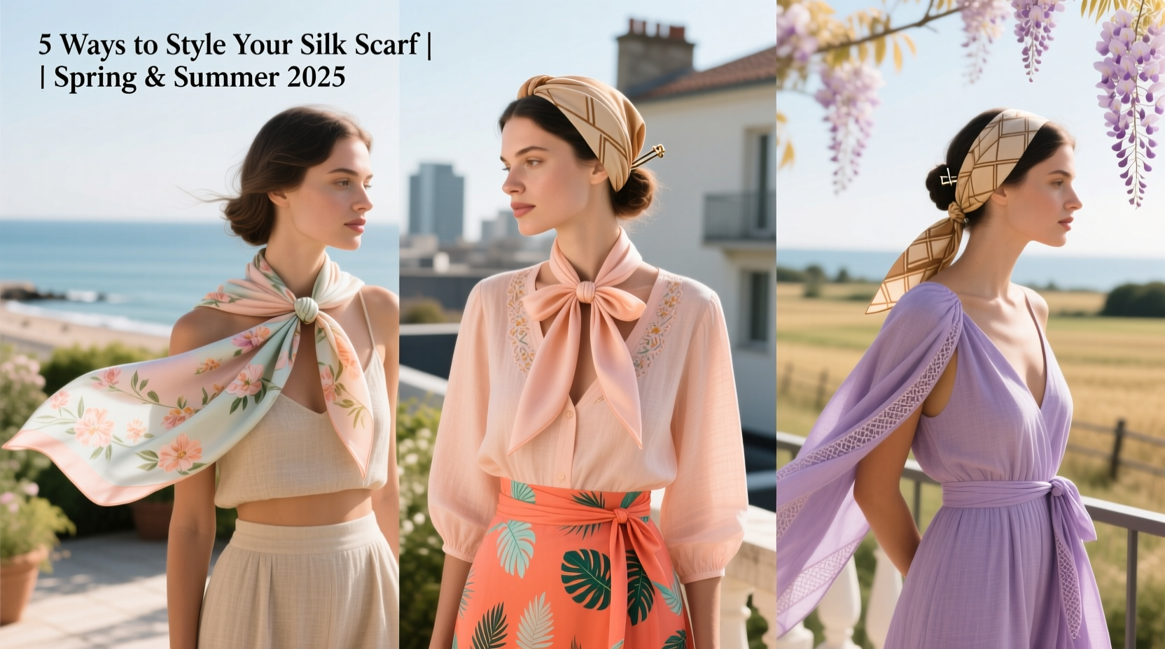 how to style a silk scarf in 5 different ways for spring and summer