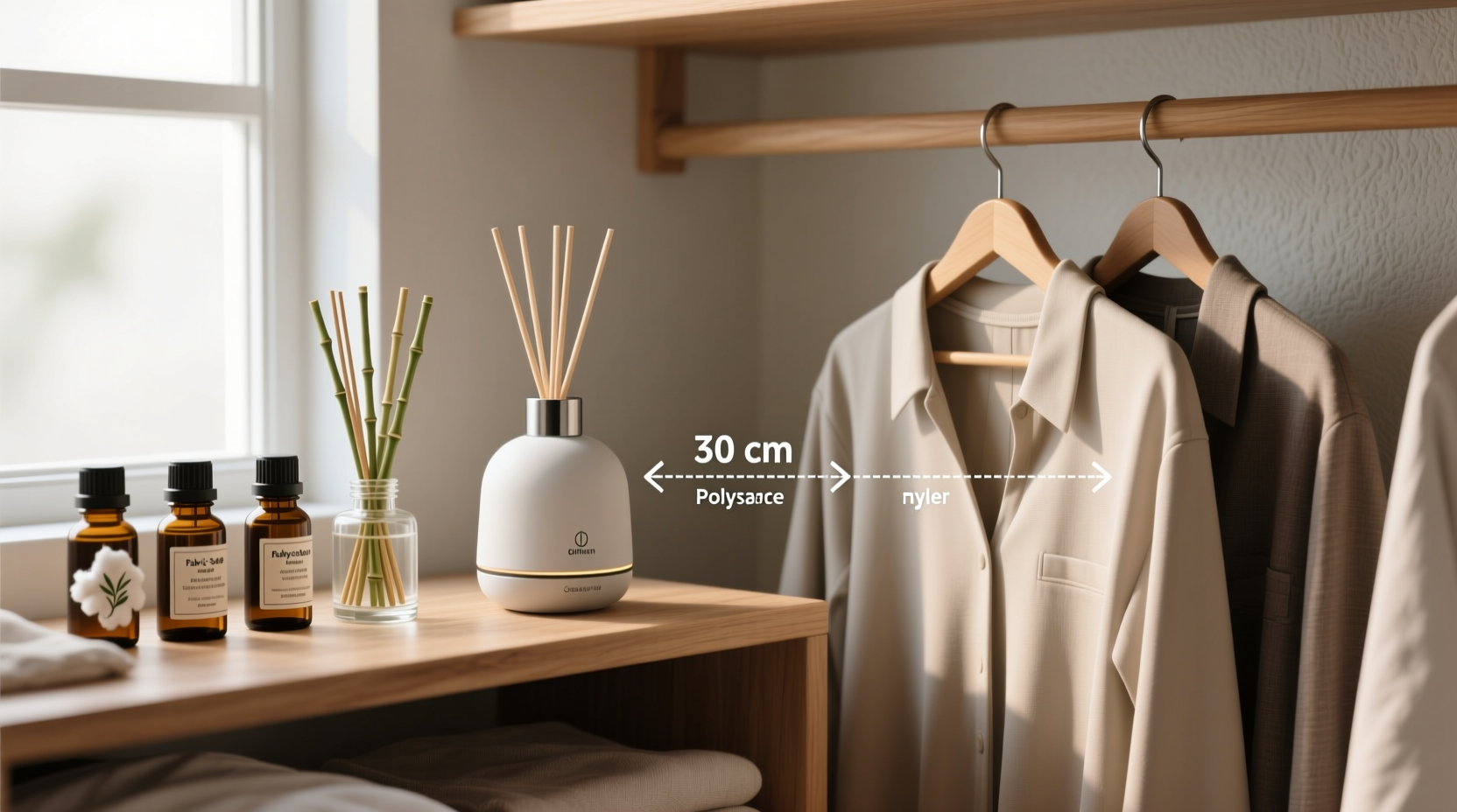 closet scent diffuser safety near polyester