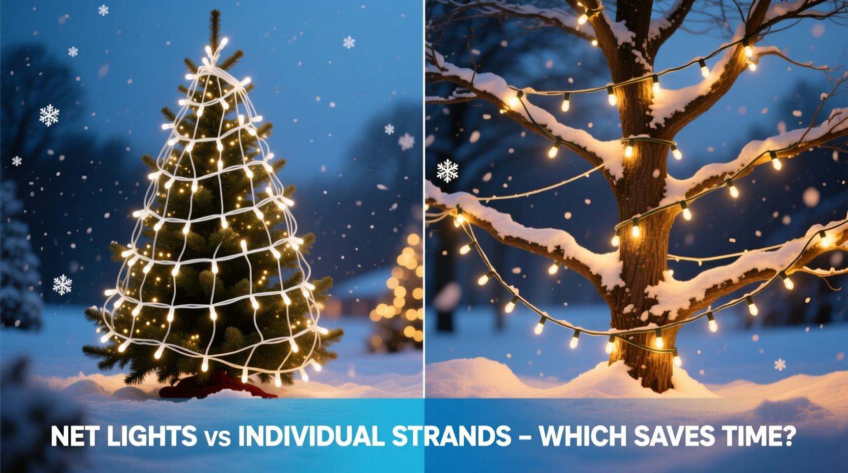 christmas light net lights vs individual strand placement which saves time